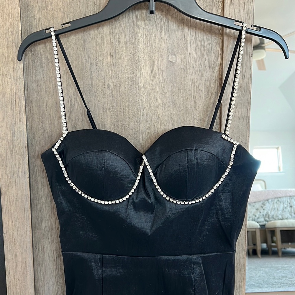 This Calls for Cocktails Black Rhinestone Bustier Bodycon Dress